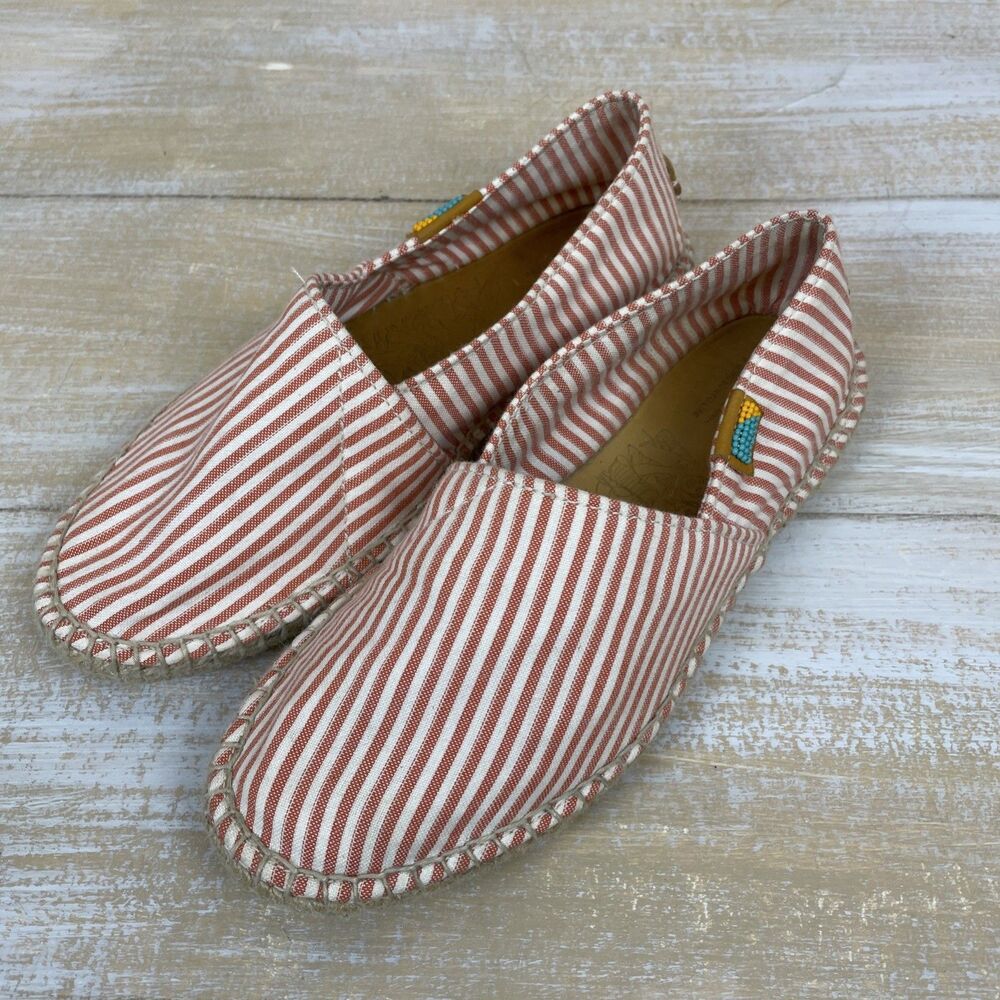 Ubuntu Life Afridrilles Slip-On Canvas Shoes Red Stripe Sz 8 Made in Africa